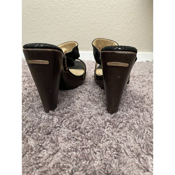 JIMMY CHOO Black Suede Studded Heeled Slide Ons Size 9 - Picture 10 of 16